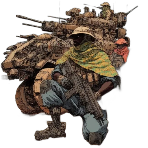 weapon, jacket, concept art, comic book art transparent PNG cut-out
