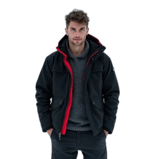 jacket, 3d render, man, standing transparent PNG cut-out