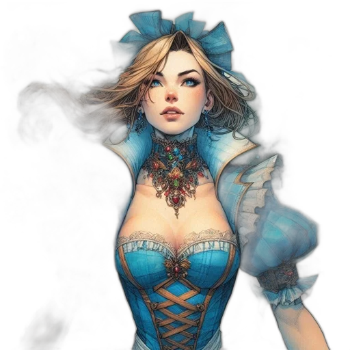 dress, fantasy art, concept art, comic book art transparent PNG cut-out