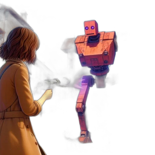 robot, concept art, watercolor, comic book art transparent PNG cut-out