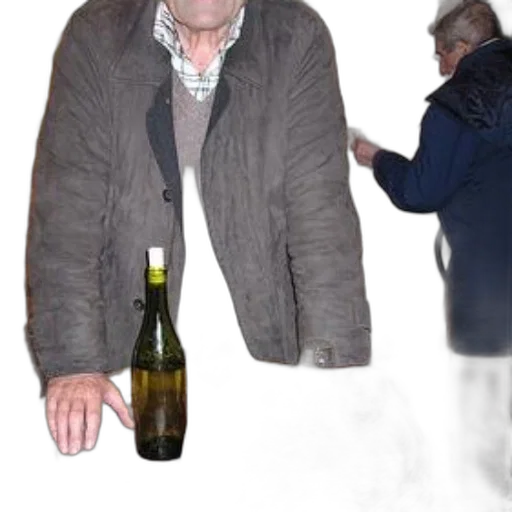 jacket, bottle, man, brown transparent PNG cut-out