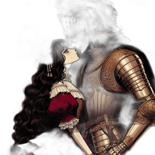 dress, sword, comic book art, fantasy art transparent PNG cut-out