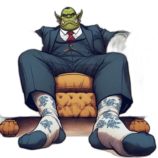 concept art, comic book art, cartoon, orc-like transparent PNG cut-out