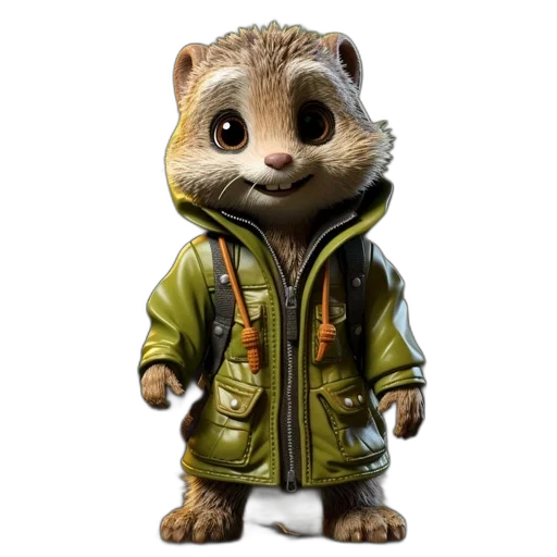 jacket, animal, staff, 3d render transparent PNG cut-out