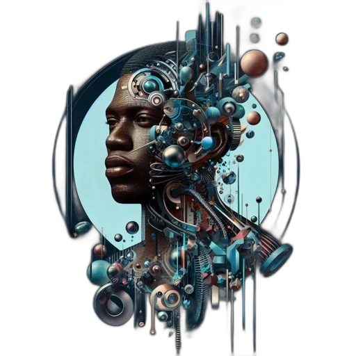 robot, face, jewelry, cyberpunk transparent PNG cut-out