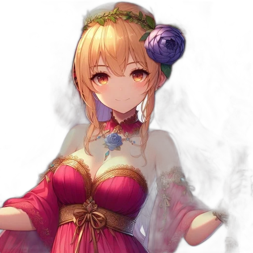 crown, dress, staff, flower transparent PNG cut-out