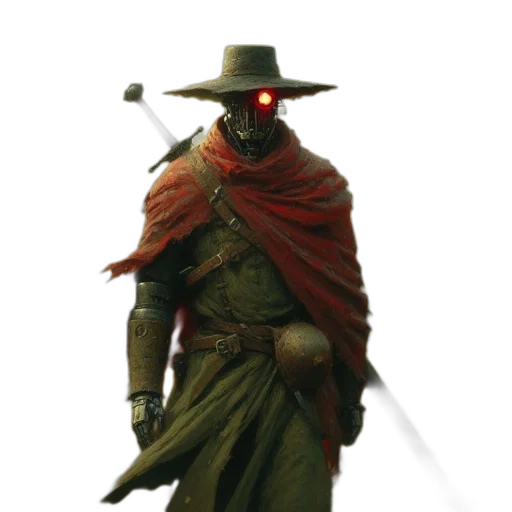 staff, hat, mask, sword transparent PNG cut-out