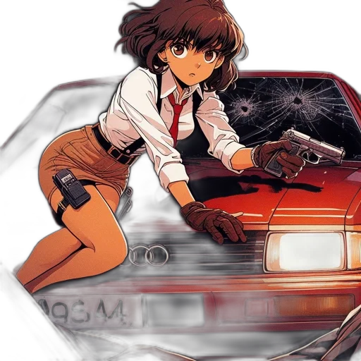 car, weapon, jacket, anime transparent PNG cut-out
