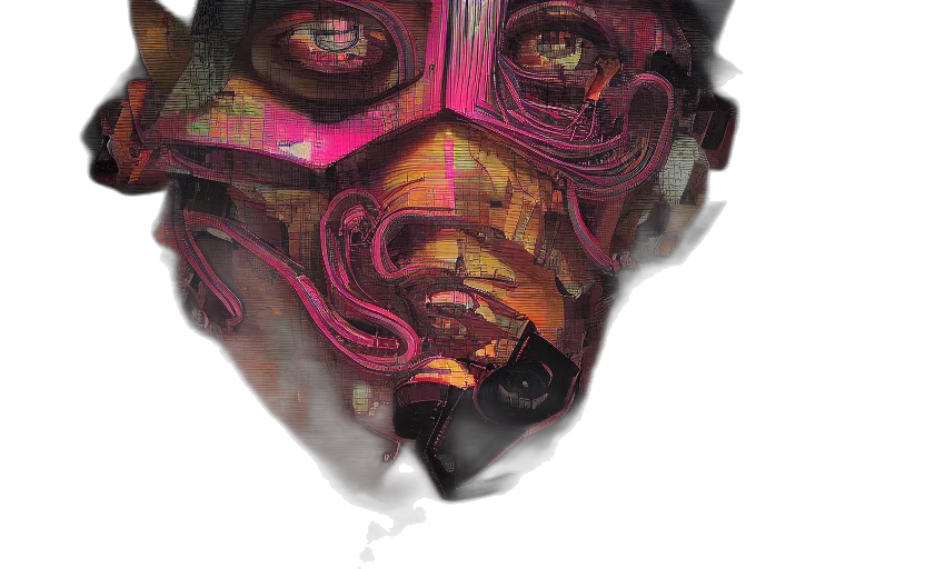 mask, robot, face, cyberpunk transparent PNG cut-out