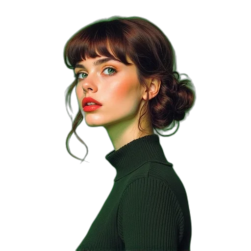 face, hair, dress, jacket transparent PNG cut-out