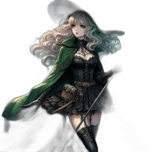dress, staff, sword, weapon transparent PNG cut-out