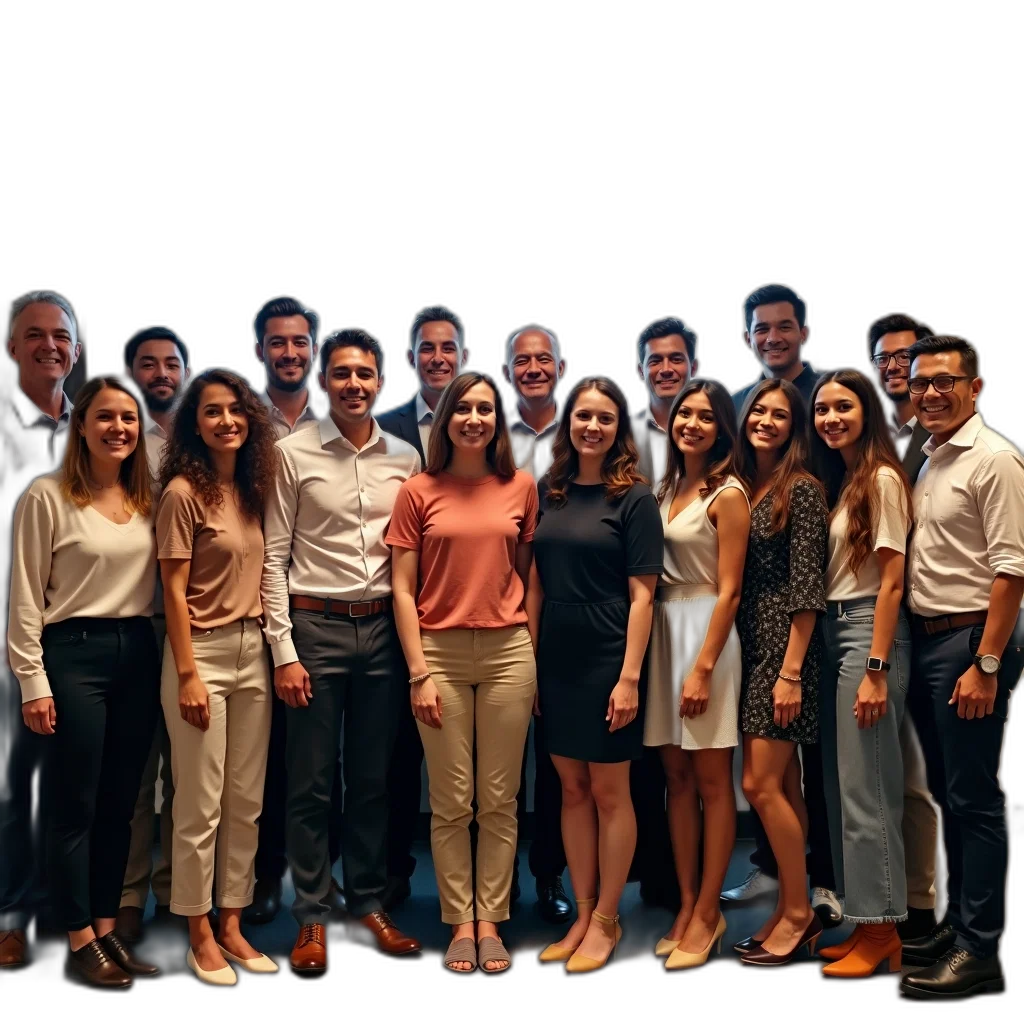staff, group, people, posing transparent PNG cut-out