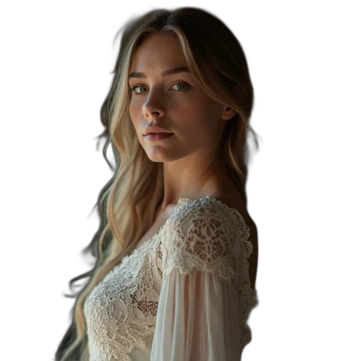 dress, face, staff, jewelry transparent PNG cut-out