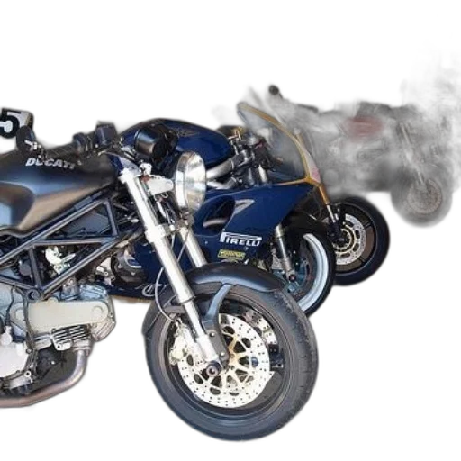 photorealistic, row, ducati, motorcycles transparent PNG cut-out
