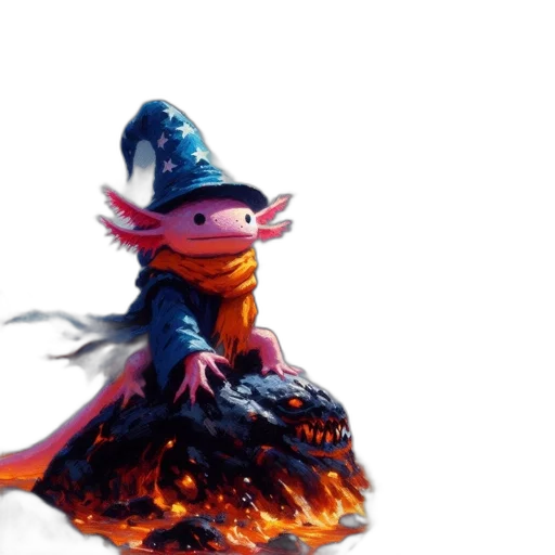 dragon, hat, dress, staff transparent PNG cut-out