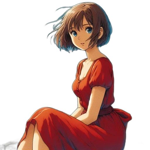 dress, face, anime, photorealistic transparent PNG cut-out