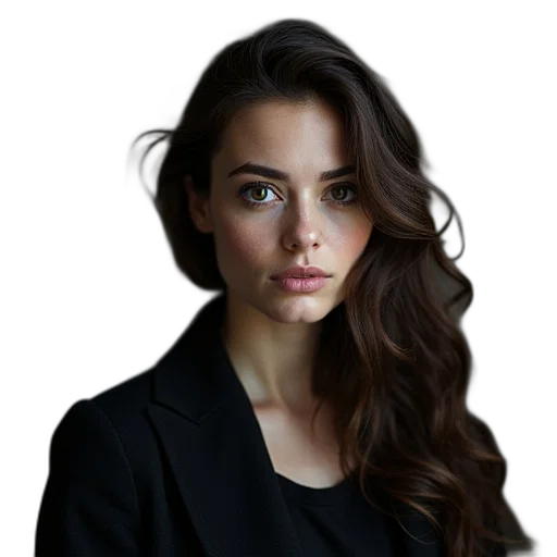 face, jacket, hair, dress transparent PNG cut-out
