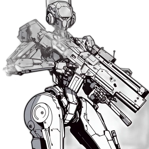 robot, weapon, concept art, cyberpunk transparent PNG cut-out