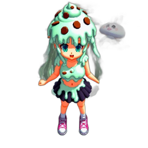 dress, creature, hat, staff transparent PNG cut-out