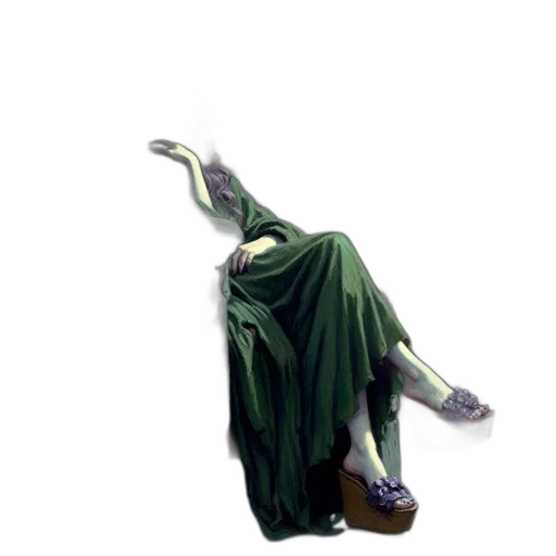 dress, shoes, staff, creature transparent PNG cut-out