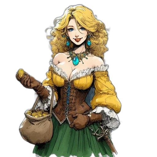 dress, staff, fantasy art, concept art transparent PNG cut-out