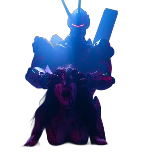 robot, creature, weapon, staff transparent PNG cut-out