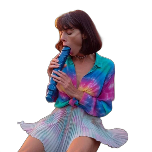 dress, umbrella, jacket, vaporwave transparent PNG cut-out