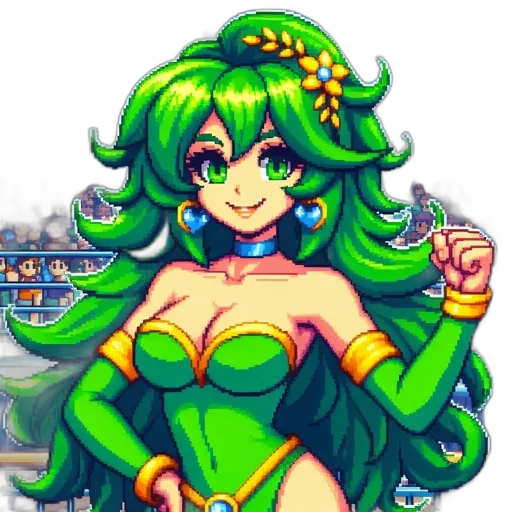 dress, staff, crown, pixel art transparent PNG cut-out