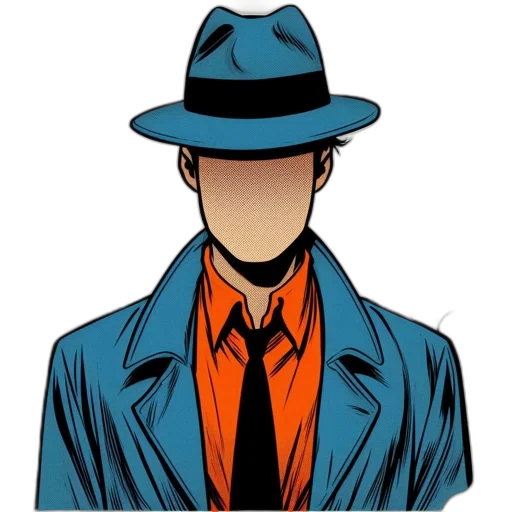 jacket, hat, staff, comic book art transparent PNG cut-out