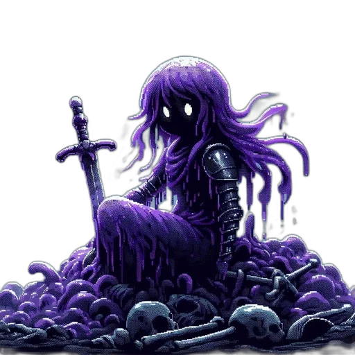 hair, creature, staff, sword transparent PNG cut-out