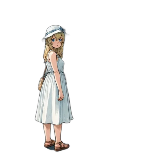 dress, hat, staff, creature transparent PNG cut-out