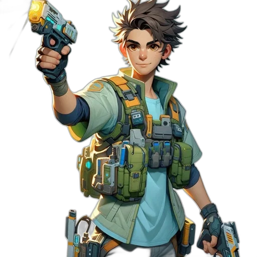 weapon, staff, jacket, concept art transparent PNG cut-out