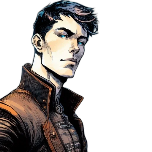 jacket, comic book art, concept art, earth tones transparent PNG cut-out