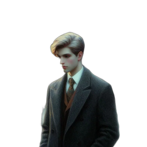 jacket, staff, face, creature transparent PNG cut-out