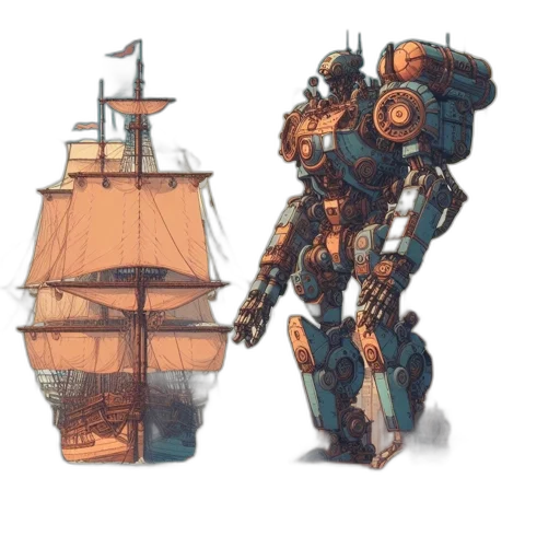 robot, concept art, fantasy art, 3d render transparent PNG cut-out