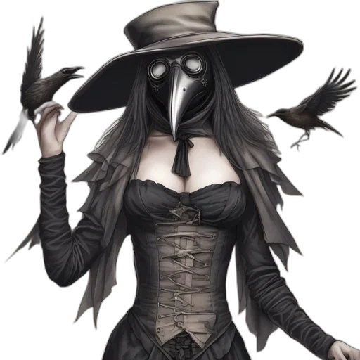 mask, hat, dress, staff transparent PNG cut-out