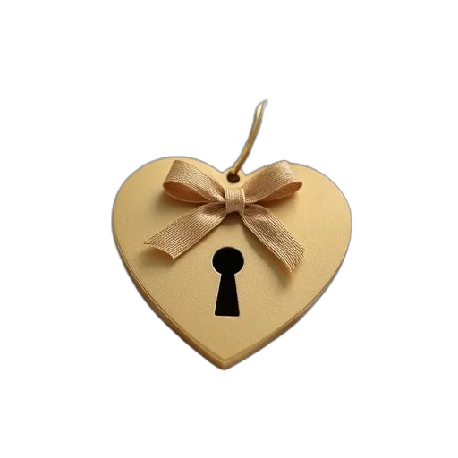 jewelry, golden, heart-shaped, key transparent PNG cut-out