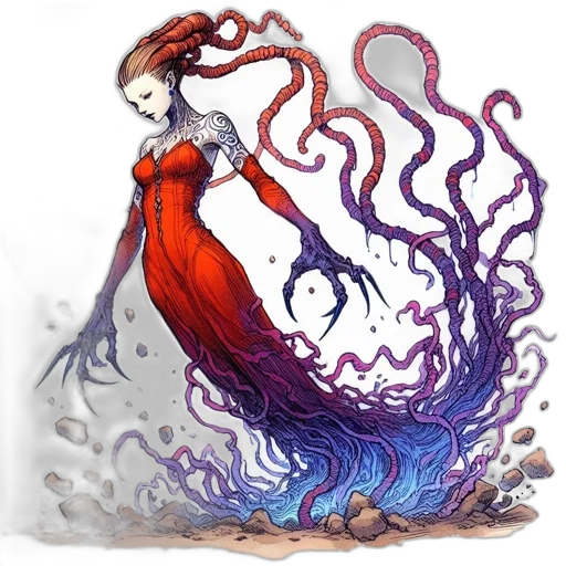 dress, hair, creature, dragon transparent PNG cut-out