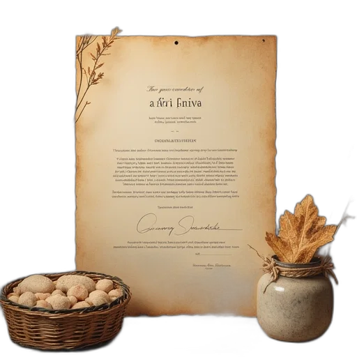 earth tones, wedding, certificate, not transparent PNG cut-out