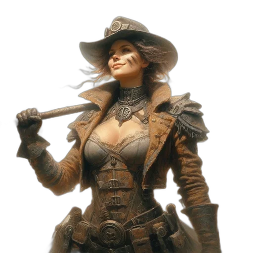 staff, hat, jacket, weapon transparent PNG cut-out