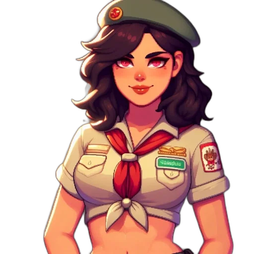 staff, hat, jacket, pixel art transparent PNG cut-out