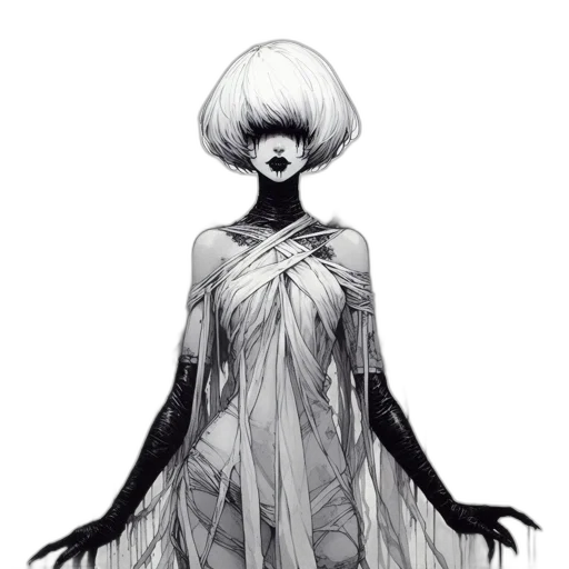 dress, creature, mask, hair transparent PNG cut-out