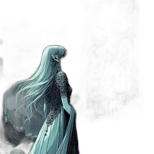 dress, dragon, sword, fantasy art transparent PNG cut-out