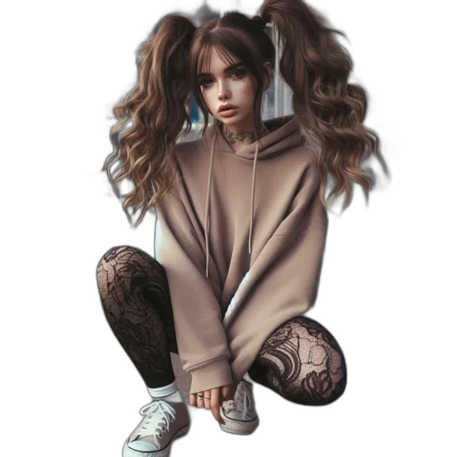 hair, jacket, creature, concept art transparent PNG cut-out