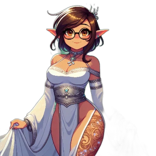 dress, staff, crown, fantasy art transparent PNG cut-out