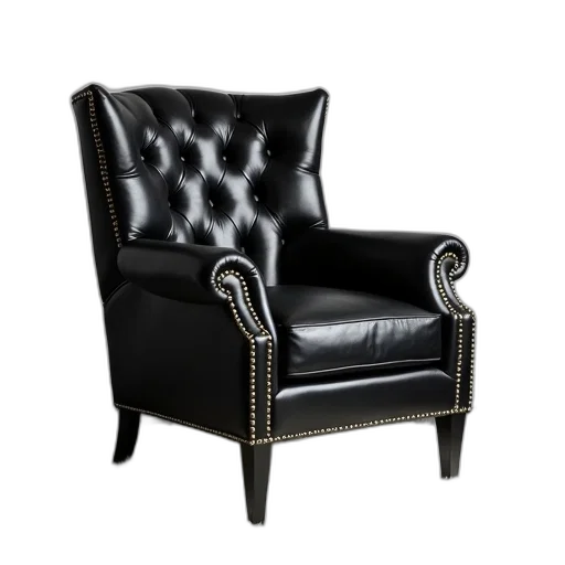 furniture, 3d render, black, leather transparent PNG cut-out