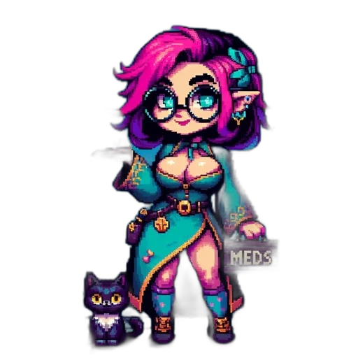cyberpunk, pixel art, concept art, cartoon transparent PNG cut-out
