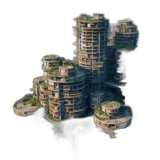 building, robot, concept art, 3d render transparent PNG cut-out