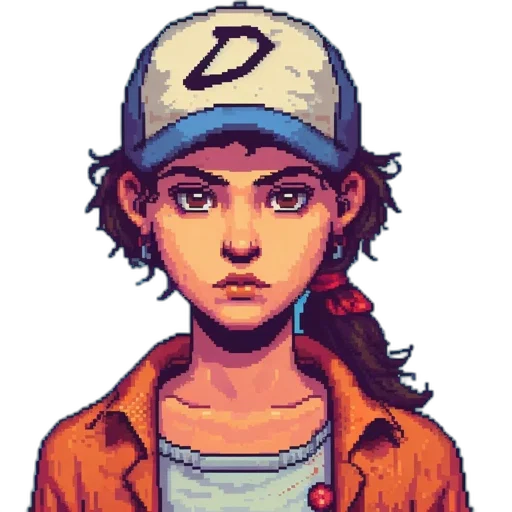 hat, face, jacket, pixel art transparent PNG cut-out