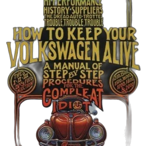 car, vintage-style, poster, volkswagen transparent PNG cut-out